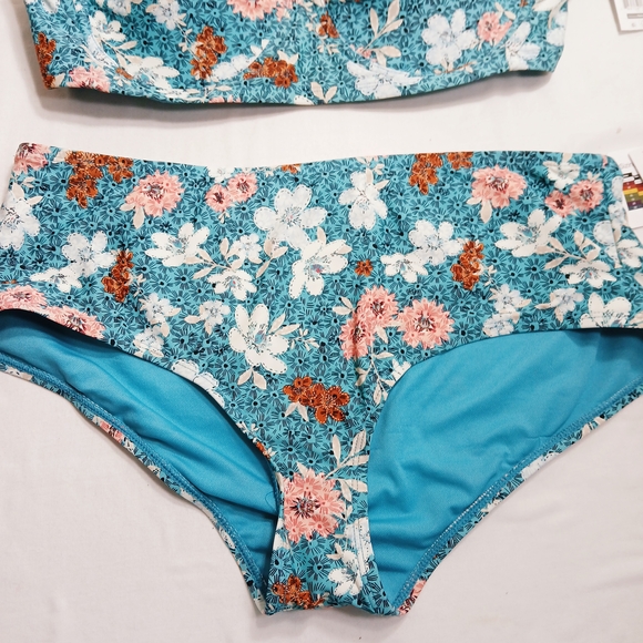 Time and Tru Floral Blue and Pink Swim Set Women's Size Bottoms L TOP 1X - Picture 2 of 12
